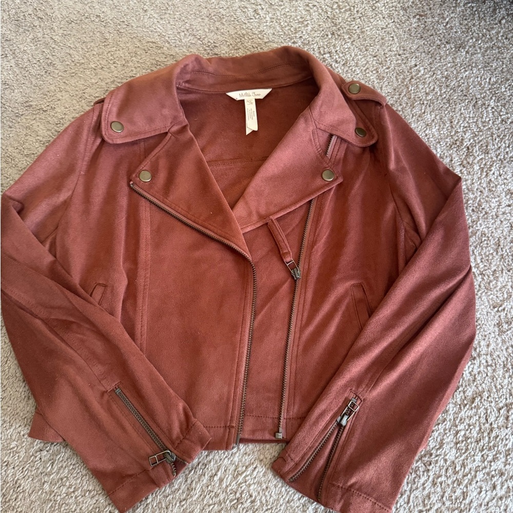 Matilda Jane Pink Leather Biker Jacket with Asymmetrical Zipper